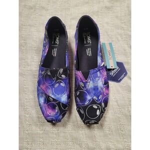 TOMS Womens Alpargata Black Foil Alien Galaxy Print Slip On Shoes 7.5 10017288